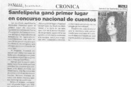 Sanfelipeña ganó primer lugar en concurso nacional de cuentos.