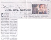 Ricardo Piglia obtiene premio José Donoso.