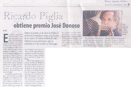 Ricardo Piglia obtiene premio José Donoso.