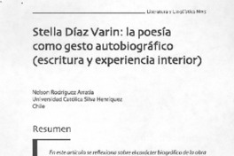 Stella Díaz Varin: la poesía como gesto autobiográfico