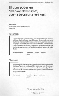 El otro poder en "Así nace el fascismo", poemas de Cristina Peri Rossi