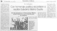 Con homenaje poético recordaron a escritor Galvarino Merino Duarte.