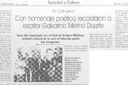 Con homenaje poético recordaron a escritor Galvarino Merino Duarte.