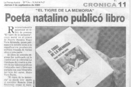 Poeta natalino publicó libro.