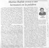 Matías Rafide evoca a sus hermanos en la palabra.