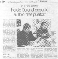 Harold Durand presentó su libro "Tres puertas".