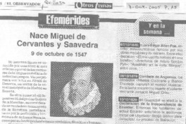 Nace Miguel de Cervantes y Saavedra.