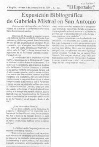 Exposición bibliográfica de Gabriela Mistral en San Antonio.