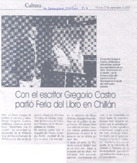 Con el escritor Gregorio castro partió Feria del Libro en Chillán.