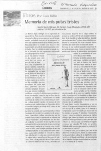 Memoria de mis putas tristes.