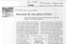 Memoria de mis putas tristes.