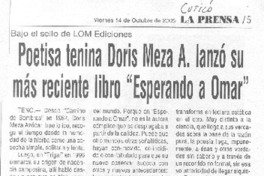 Poetisa tenina Doris Meza A., lanzó su más reciente libro "Esperando a Omar".