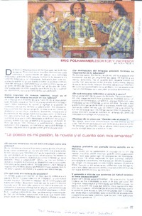 Eric Polhammer, escritor y profesor "La poesía es mi pasión, la novela y el cuento son mis amantes". (entrevistas)