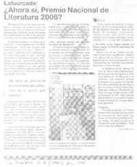 ¿Ahora sí, Premio Nacional de Literatura 2006?