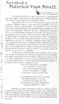 Recordando a Mauricio Vega Montt