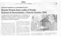 Ricardo Ffrench-Davis recibe el Premio Nacional de Humanidades y Ciencias Sociales 2005.
