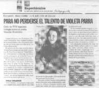 Para no perderse el talento de Violeta Parra.