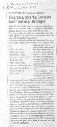 Picaresca obra "La comadre Lola" vuelve a Rancagua.