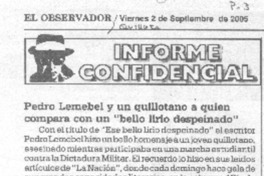 Pedro Lemebel y un quillotano a quien compara con un "bello lirio despeinado".