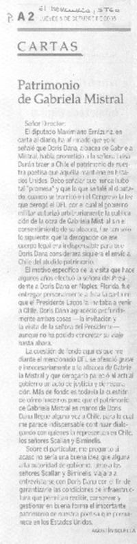 Patrimonio de Gabriela Mistral.