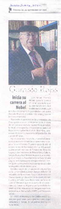 Gonzalo Rojas inicia su carrera al Nobel.