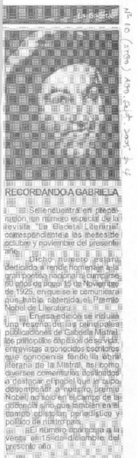 Recordando a Gabriela Mistral