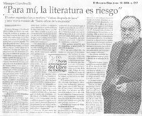 "Para mí, la literatura es riesgo" [entrevista]