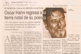 Oscar Hahn regresa a la tierra natal de su poesía