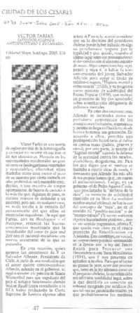 Victor Farías: SalvadorAllende. Antisemitismo y eutanasia.