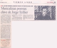 El 18 de marzo lanzan disco en Matuana 100 : musicalizan poemas clave de Jorge Teillier