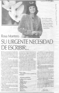 Rosa Montero su urgente necesidad de escribir. (entrevistas)