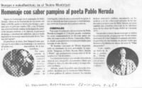 Homenaje con sabor pampino al poeta Pablo Neruda