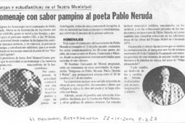 Homenaje con sabor pampino al poeta Pablo Neruda