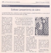 Arte y cultura : exitoso lanzamiento de libro