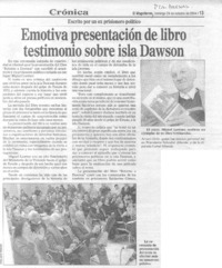 Emotiva presentación de libro testimonio sobre isla Dawson.