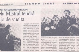 Restos de Yin Yin serán repatriados : Gabriela Mistral tendrá su hijo de vuelta