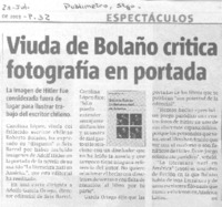 Viuda de de Bolaño critica fotografía en portada.