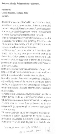 Salvador Allende. Antisemitismo y eutanasia.