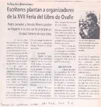 Ya hay dos deserciones : escritores plantan a organizadores de la XVII Feria del Libro de Ovalle