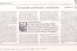 Un huesillo petrificado y maloliente