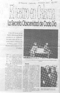 El Teatro en Calama. La Secreta obscenidad de cada día.