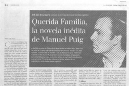 Querida familia, la novela inédita de Manuel Puig