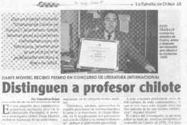 Dante Montiel recibió premio en concurso de literatura internacional : distinguen a profesor chilote