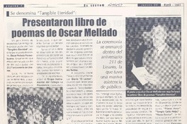 Se denomina "Tangible eteridad" : presentaron libro de poemas de Oscar Mellado
