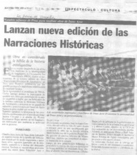 Lanzan nueva edición de las narraciones históricas.