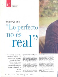 Paulo Coelho : "lo perfectonoes real"