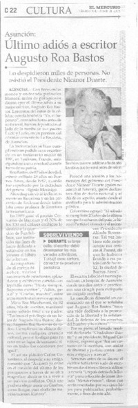 Último adiós a escritor Augusto Roa Bastos