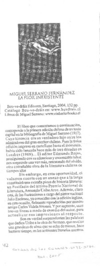 Miguel Serrano Fernández : La flor inexistentte