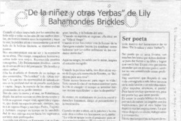 "De la niñez y otras yerbas" de Lily Bahamondes Brickles