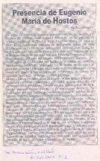 Presencia de Eugenio María de Hostos